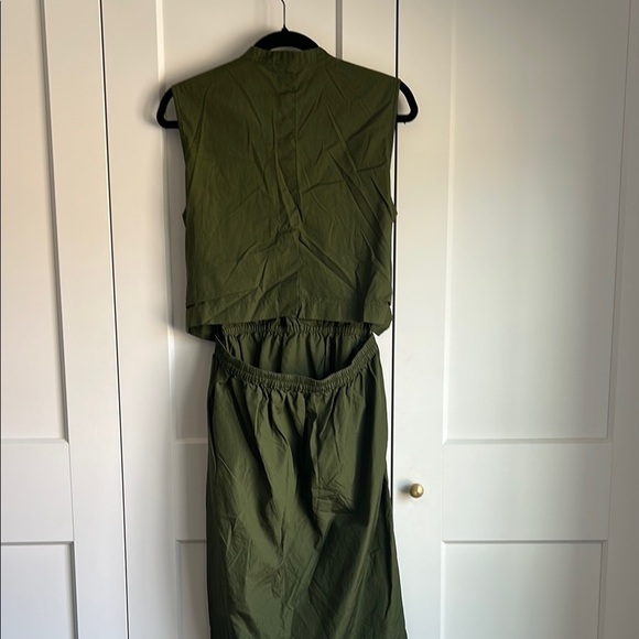 Vince Cedar Green Rope Belted Dress Open Cutout Back | Medium - Picture 6 of 8